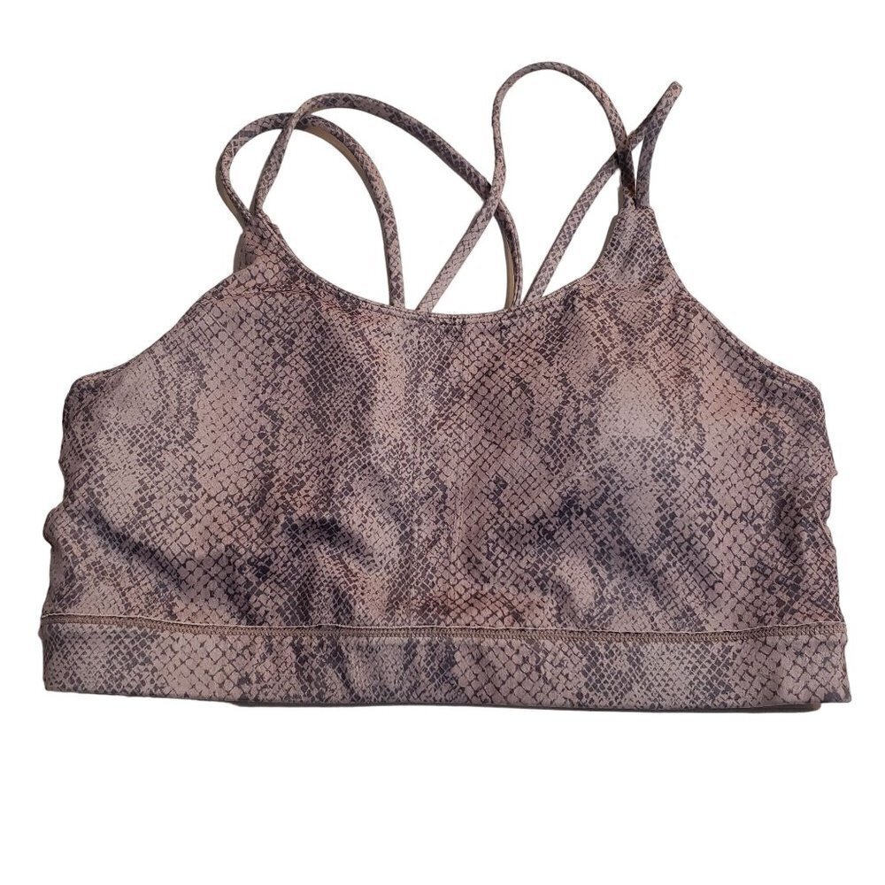 Allfenix Snakeskin Bra Criss Cross Straps Sports Bra Workout Gym Womens Medium